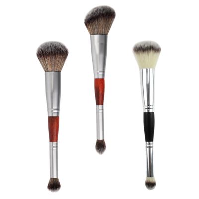 BELLIFFY 3-Piece Double-Ended Makeup Brush Set with Fiber Bristles, Portable for Precise Application