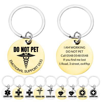 Personalized Emotional Support ID Tags for Dogs and Cats, Stainless Steel, 3 x 3 cm