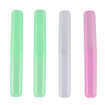 Fangxuee 4-Pack Toothbrush Holder Cases, Camping Cover Tubes, Plastic Boxes
