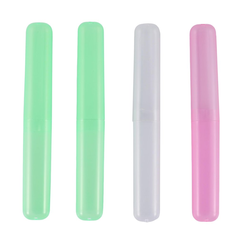 Fangxuee 4-Pack Toothbrush Holder Cases, Camping Cover Tubes, Plastic Boxes