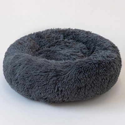 SJHDHDA Soft Plush Round Pet Bed, Dark Gray, XL, 80 cm Diameter