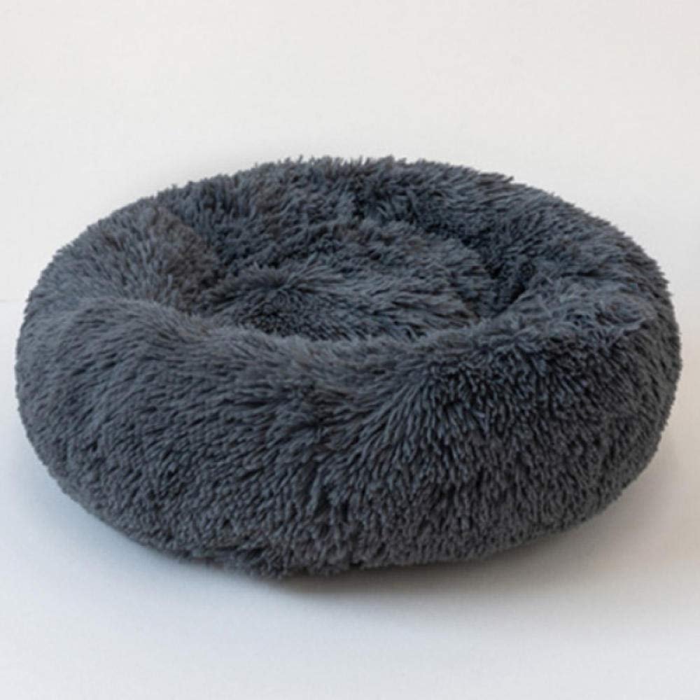 SJHDHDA Soft Plush Round Pet Bed, Dark Gray, XL, 80 cm Diameter