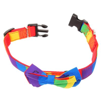 HAPINARY Adjustable Small Dog Collar with Rainbow Bow