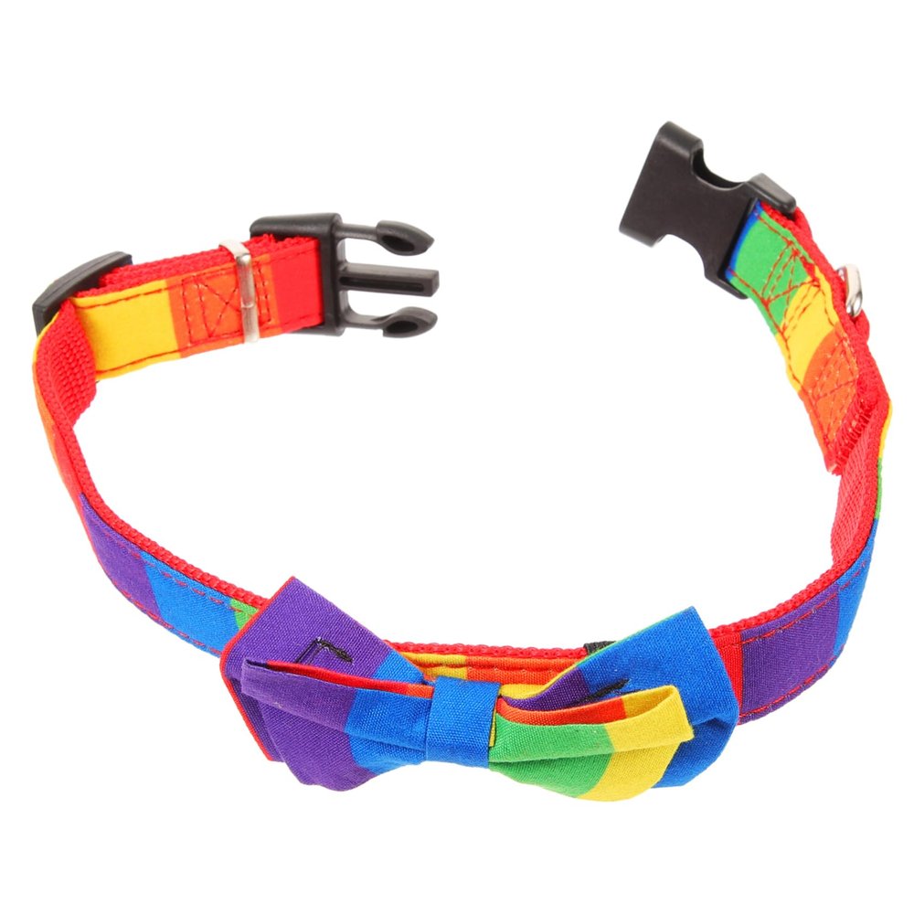 HAPINARY Adjustable Small Dog Collar with Rainbow Bow