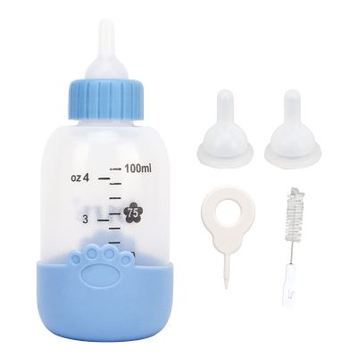 100 mL Pet Nursing Bottle, Silicone Feeding Set, Blue