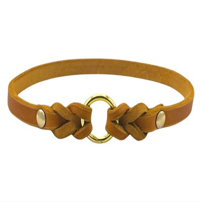 Handmade Leather Dog Tag Collar “Nature” | Personalized | Made to Measure (Cognac)