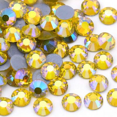 SS6–SS30 Multicolor Crystal AB Hot-Fix Rhinestones for Nail Art, Fabric and Clothing – Citrine AB, SS6, 1,440 Pieces