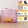 VDLLQYN Dog Crate Playpen, Foldable Black Metal Crate with 2 Doors and Plastic Bottom Tray, Extra-Sturdy Puppy Playpen (Pink) view 3