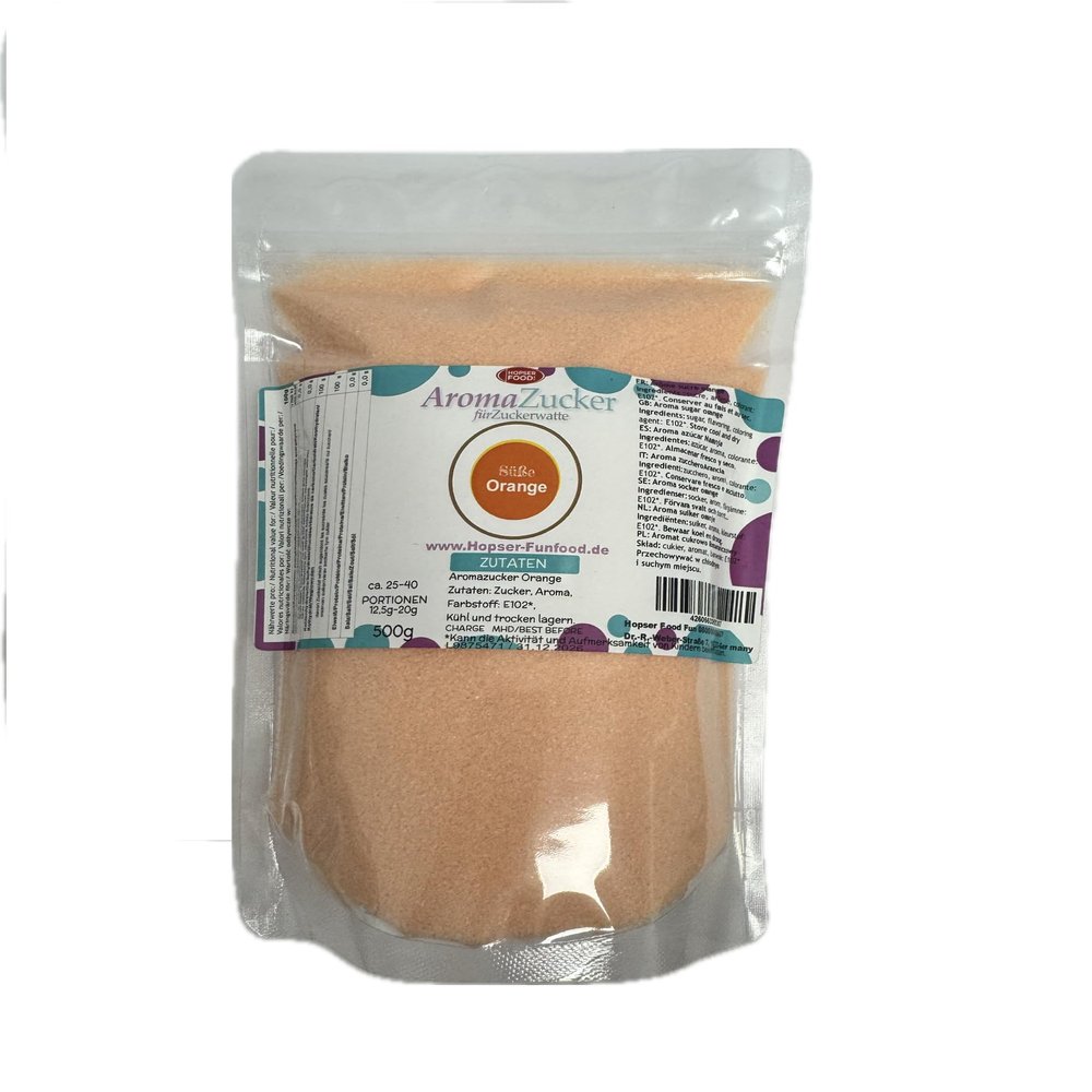 Premium Colored Sugar 500 g, Orange Cotton Candy Sugar