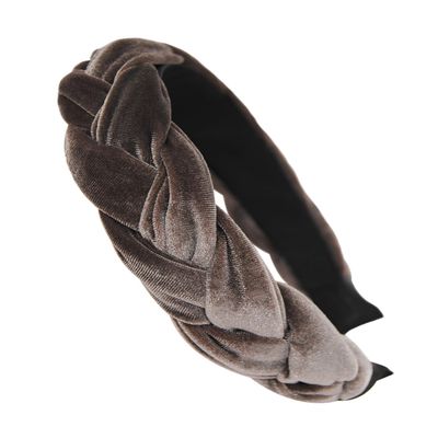 axy Braided Velvet Traditional Costume Headband for Women, Brown, Wide