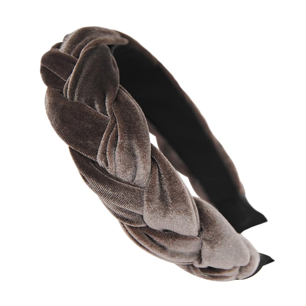 axy Braided Velvet Traditional Costume Headband for Women, Brown, Wide