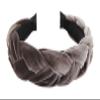 axy Braided Velvet Traditional Costume Headband for Women, Brown, Wide view 3