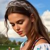 axy Braided Velvet Traditional Costume Headband for Women, Brown, Wide view 4