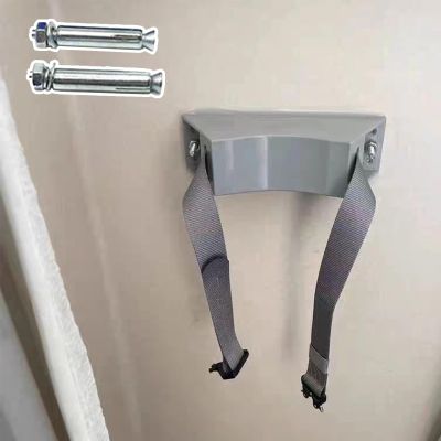 Gray ABS Wall-Mount Oxygen Cylinder Holder with Adjustable Strap and Screws