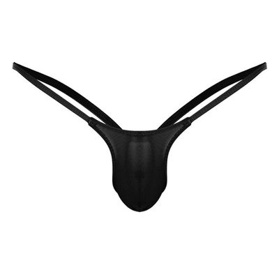 Men's Solid-Color Stretch G-String Underwear, Low-Rise Lingerie (Black #2, XL)