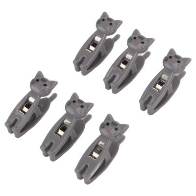 6 Pack Cat Snack Clips, Metal Spring, Secure Grip, Food Bag Clip (Gray)