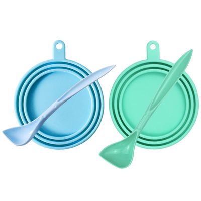 Toddmomy 4-Piece Pet Food Can Lids with Spoons