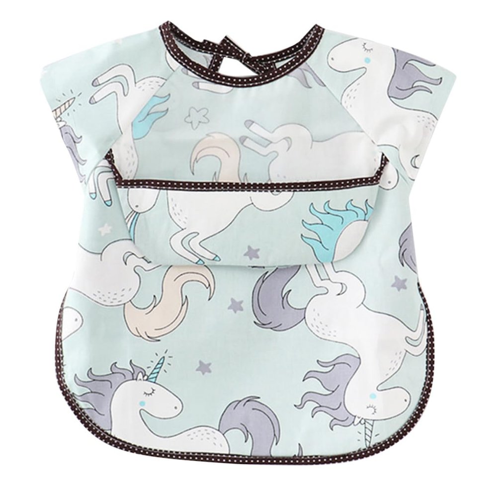 JOINPAYA Feeding Bib for Babies and Children, Green, Cotton/EVA
