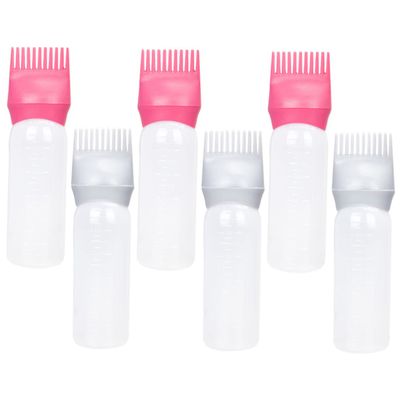 FRCOLOR Reusable Hair Applicator Bottles, 6-Piece Set, Comb-Shaped and Washable