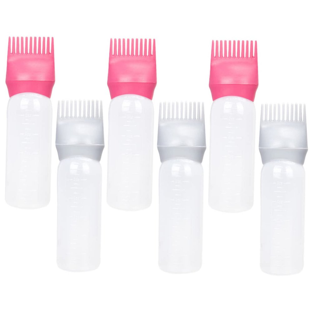 FRCOLOR Reusable Hair Applicator Bottles, 6-Piece Set, Comb-Shaped and Washable