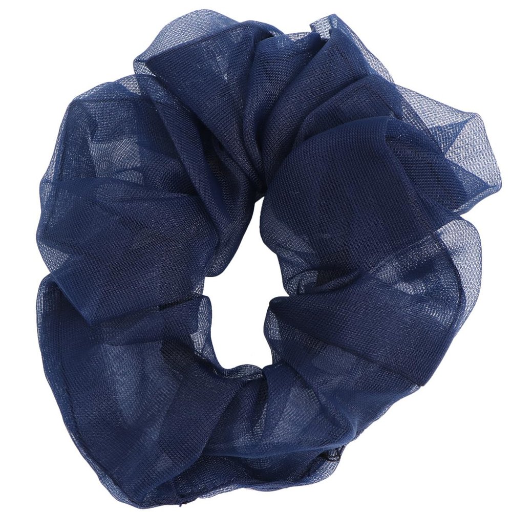 5 Yarn Hair Ties for Women, Navy, Lightweight