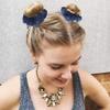 5 Yarn Hair Ties for Women, Navy, Lightweight view 3
