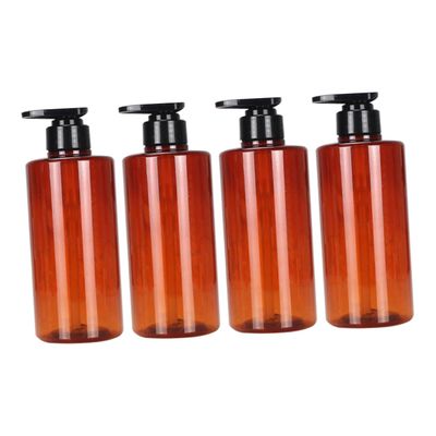 4-Pack 500 ml Flat PET Shampoo Bottles with Pumps