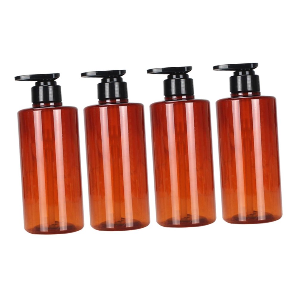 4-Pack 500 ml Flat PET Shampoo Bottles with Pumps