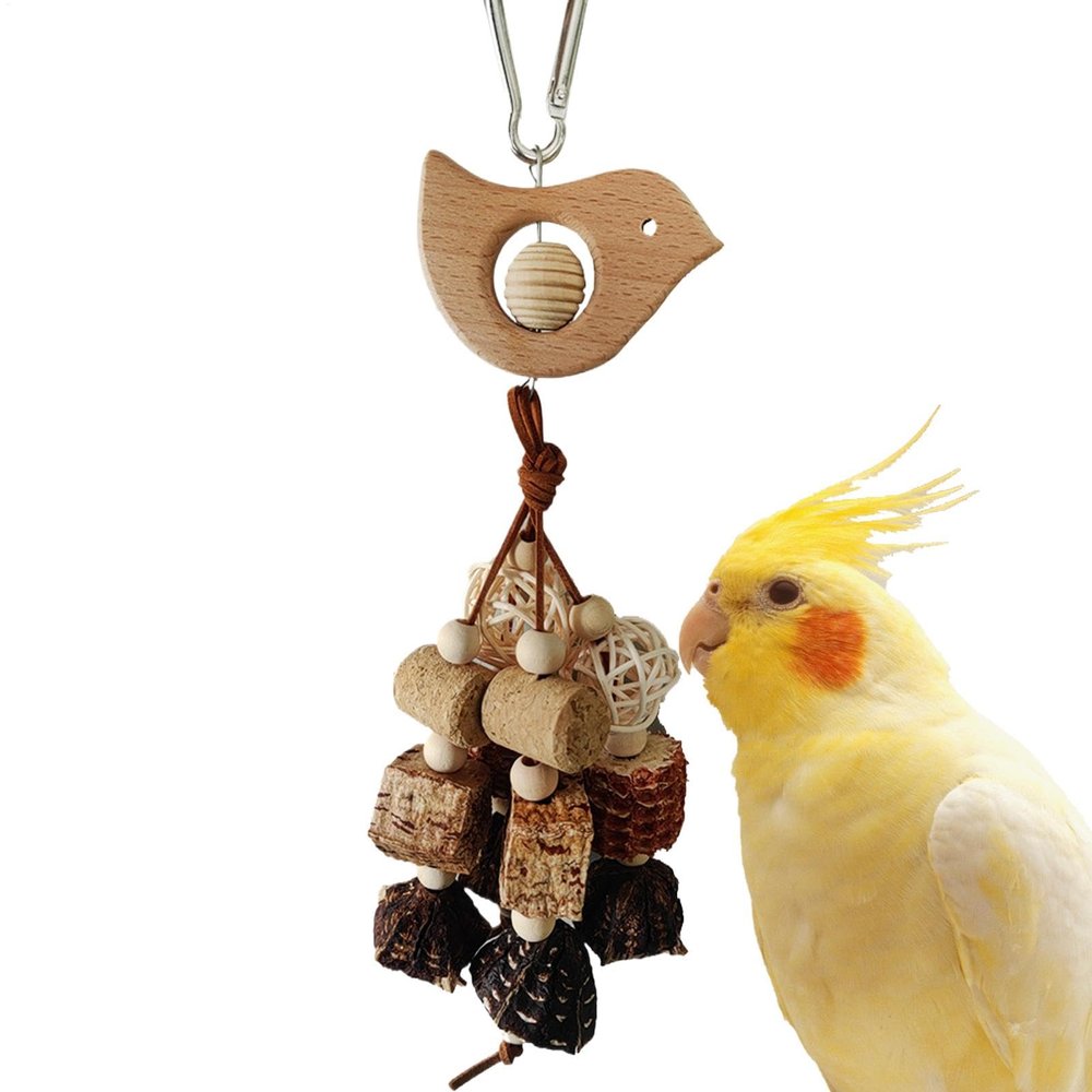 Generic Parakeet Chew Toys, Natural Wooden Bird Cage Accessories