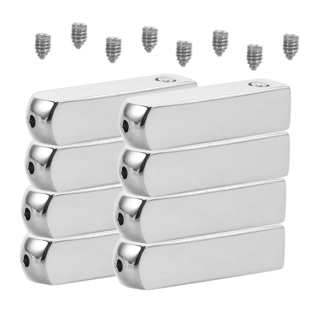 8 Metal Shoelace Tips, Silver, Square