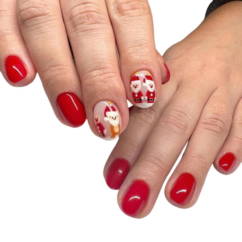 Santa Full-Coverage Press-On Nails, Short, 24 Pieces