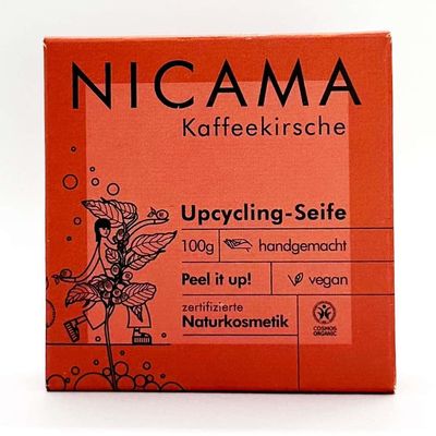 Nicama Upcycling Coffee Cherry Shower Soap (COSMOS), Exfoliating, 100 g