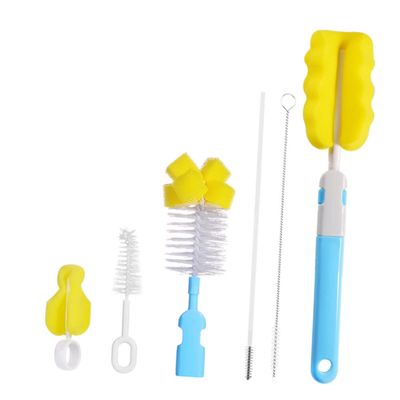 ibasenice 6-Piece Cleaning Brush Set with Straw Cleaner, Bottle Brush, Baby Brush, and Sponge