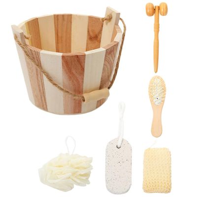 TOVINANNA Body Exfoliation Set with Wooden and Polyester Tools