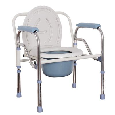 Folding Stainless Steel Bedside Commode Chair with Bucket
