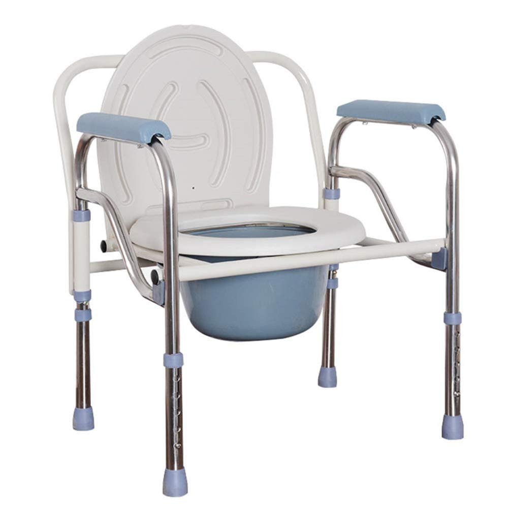 Folding Stainless Steel Bedside Commode Chair with Bucket