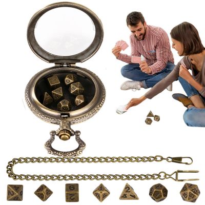 Polyhedral Dice Set with Pocket Watch Case
