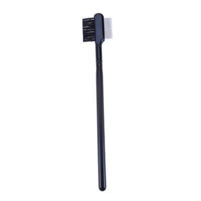 Double-Sided Eyebrow Brush, Black, with Stainless Steel Comb