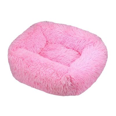 Plush Washable Dog Bed, Calming Pet Bed, Small to Large Dogs, XS-XL, Pink, S (55 x 45 cm)