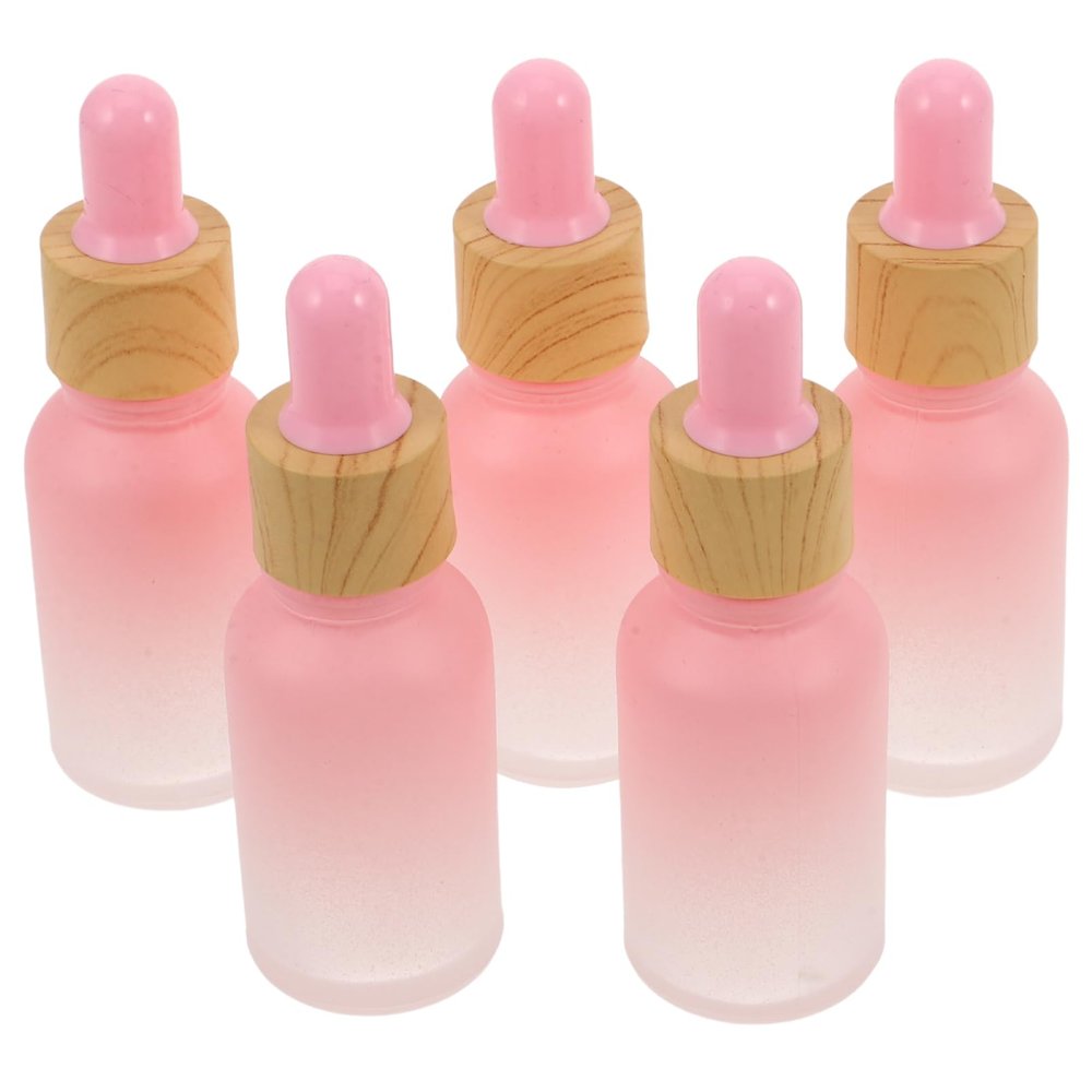 SKISUNO 5-Pack 15 mL Glass Dropper Bottles, Reusable and Leakproof, for Essential Oils, Makeup, and Beauty Salons, with 2 mL Dropper