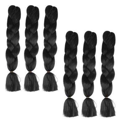 6 Black High-Temperature Wire Wigs for African Braids