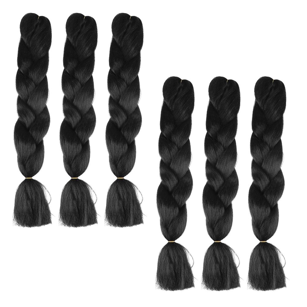 6 Black High-Temperature Wire Wigs for African Braids