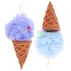 Bath Sponges, 2 Pieces, Green PE Nylon, Elastic Cute Loofah Sponge view 1