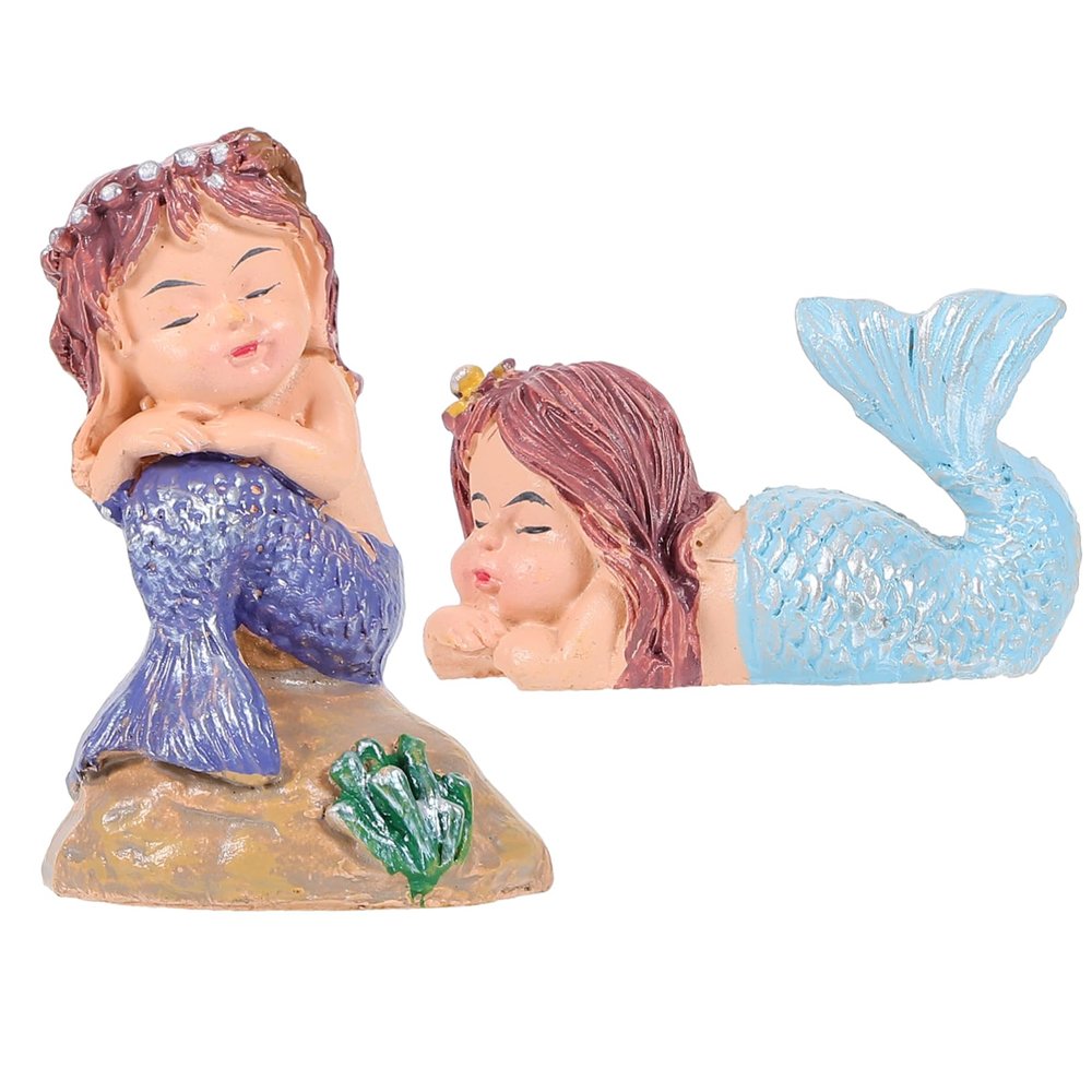 Cabilock Mermaid Aquarium Ornament, 2-Piece Resin Figures, Random Style
