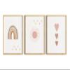Girls' Nursery Wall Art, Boho Dusty Rose Beige, Rainbow, Sun and Hearts, 3-Poster Set, Unframed (Option 2: White, DIN A4) view 1