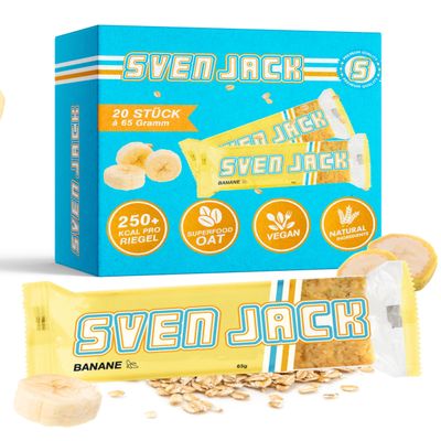 Sven Jack Energy Cake Banana Oat Bars, 20 x 65 g | Vegan & Lactose-Free