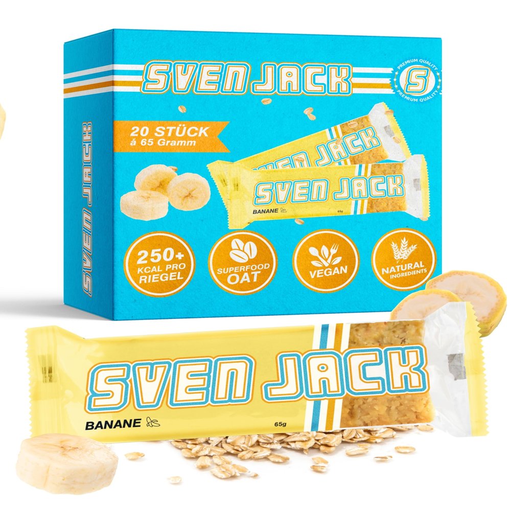 Sven Jack Energy Cake Banana Oat Bars, 20 x 65 g | Vegan & Lactose-Free