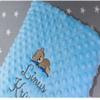 Personalized Baby Blanket with Name, Light Blue Plush & Gray Cotton with White Stars, Warm for Winter, 75 x 100 cm, Birth & Baptism Gift (Light Blue – Stars 5) view 3