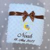 Personalized Baby Blanket with Name, Light Blue Plush & Gray Cotton with White Stars, Warm for Winter, 75 x 100 cm, Birth & Baptism Gift (Light Blue – Stars 5) view 4