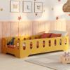 smartwood Floor Bed 80x160 cm with Fall-Out Guard, Wood, Yellow, TILA 2B view 1